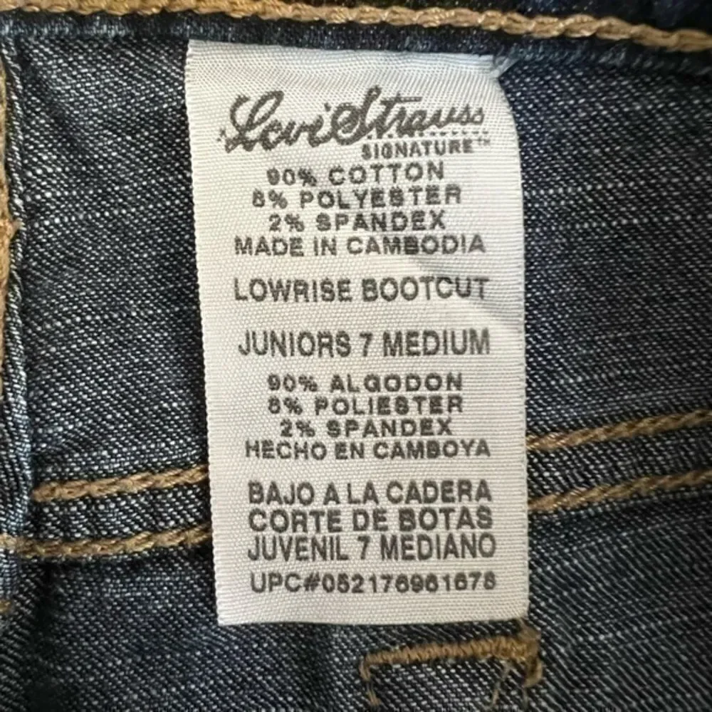 LEVI'S STRAUSS Signature Juniors Stretch Low Rise Bootcut Denim Blue Jeans-Sz 7M
